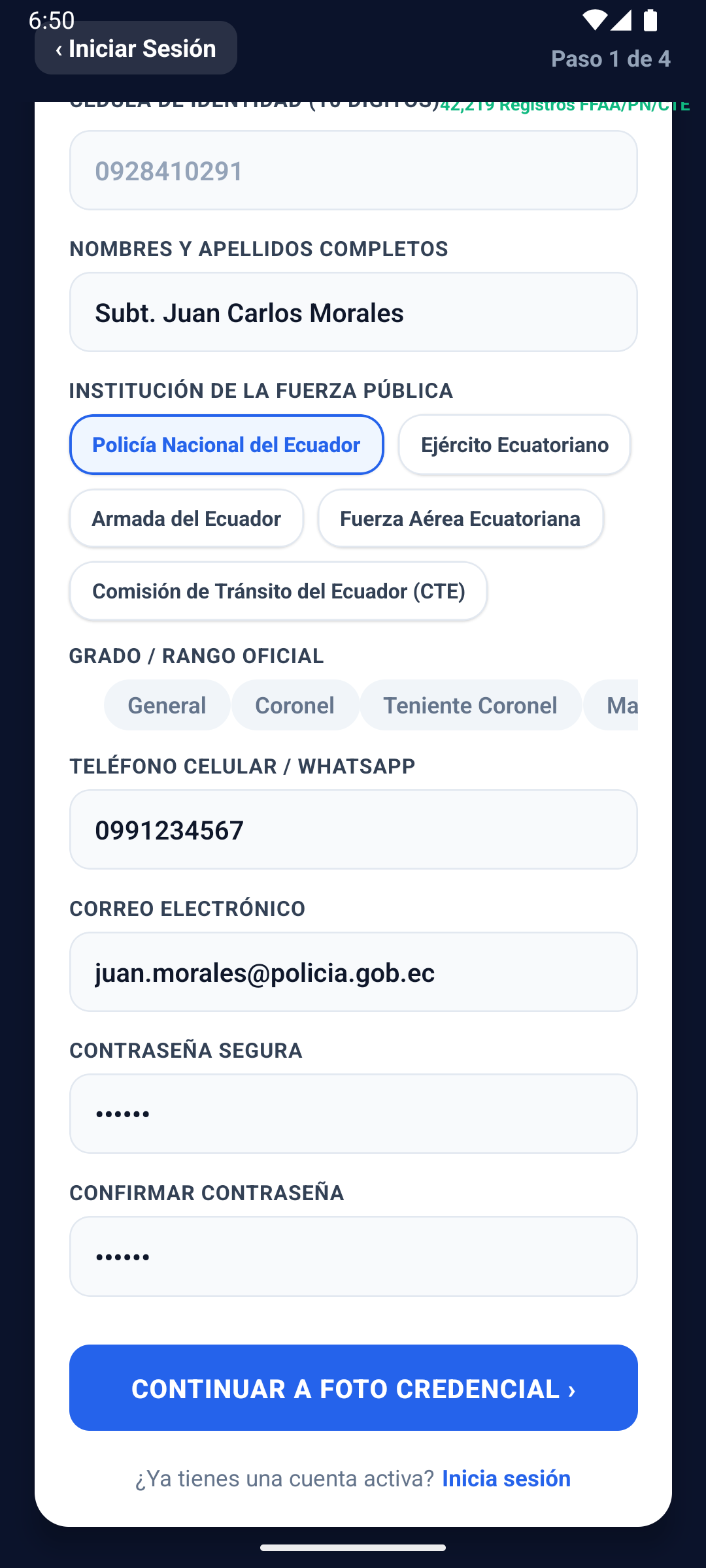 Registro Validado y Listo para Credencial